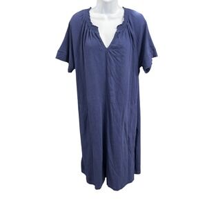 Soft Surroundings Womens Dress‎ L Blue Short Sleeve V Neck Casual Ladies